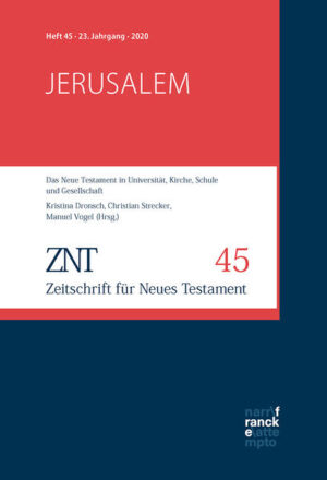 Die um 1300 entstandene Ebstorfer Weltkarte nennt Jerusalem die "hochheilige Hauptstadt Judäas". Sie zeigt die Idealgeographie einer Welt mit Jerusalem als Mittelpunkt, als Nabel nicht nur der Welt, sondern auch des kosmischen Christus, der sie mit seinen Armen umspannt und hält. Für das vormoderne Weltbild waren Geographie und Christologie noch nicht inkommensurabel, so wahr es das beiden gemeinsame Zentrum anzugeben und ins Bild zu setzen wusste. Ihren besonderen historischen und geographischen Index hat Jerusalem aber auch unter den Bedingungen der Moderne und Spätmoderne nicht eingebüßt, und mit ihr werden unversehens und immer wieder neu auch die neutestamentlichen Texte, die den Namen dieser Stadt nennen, zu Brennpunkten der Deutung von Religion, Politik und Geschichte. Das aktuelle Heft der ZNT thematisiert die Darstellungen und Deutungen Jerusalems im Kontinuum der antiken jüdischen und christlichen Traditionsgeschichte. Mit Beiträgen von Klaus Bieberstein, Niels Neumann, Bernd Kollmann, Annette Weissenrieder und Martina Kepper, Markus Sasse, Manuel Vogel, Wolfgang Stegemann