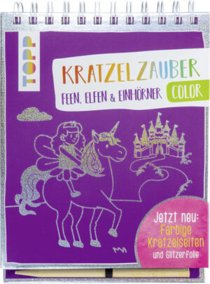 Dieses Kratzbuch bringt deine Kunstwerke so richtig zum Glitzern! Nimm den beiliegenden Holzstift und kratze nach Herzenslust auf den 12 bunten Seiten drauflos. Jede Seite liefert dir dabei eine kleine Malanregung rund um Einhörner, Feen und Elfen, die du sowohl mit den beiligenden Schablonen, als auch nach eigenem Belieben umsetzen kannst. Seite für Seite entstehen so schillernde Kratzbilder. Acht lustige Bastelideen zeigen dir schließlich, wie du die Schablonen nach dem Kratzeln noch weiter verwenden kannst. Für Kinder ab 5 Jahren.