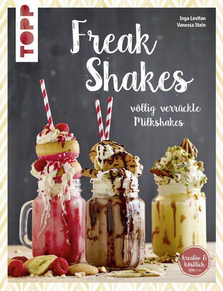 Hier kommt der völlig neue und verrückte Foodtrend: FREAKSHAKES! Diese verführerische Leckerei ist mehr als nur ein Milchshake, denn kombiniert mit verschiedenen Toppings wird sie zum Freakshake. Hier gilt die Devise "Darf es noch ein bisschen mehr sein?". Rezepte für cremig-milchige und auch fruchtig-süße Shakes lassen die Herzen aller Naschkatzen höher schlagen. Damit auch jeder Shake spektakulär dekoriert werden kann, werden die Rezepte für Soßen, Donuts, Kekse und Muffins auch gleich mitgeliefert.