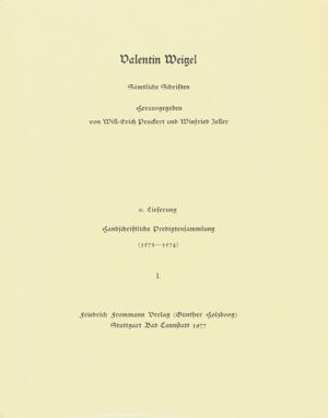 Valentin Weigel's theology of mystical speculation represented the culmination of German mysticism in the 16th century. Traditional schools of thinking of various origins are united in Weigel's works. His Protestant-spiritualist piety, which was influenced by Sebastian Franck, drew upon medieval mysticism, primarily upon Eckart, Tauler and the ›Theologia Deutsch‹. His thinking incorporated Boethius' neoplatonist ideas and Paracelsus' ideas on natural philosophy, and he developed them into Christological-cosmosophical speculations. The continuing influence of his thinking, which often emerges unexpectedly, such as for example in the works of Johannes Arndt und Kepler, has presented researchers with many unsolved problems, in particular regarding Böhme's relationship to Weigel and to Weigelianism. They will be able to be solved on the basis of this Weigel edition, which also includes the writings attributed to him. This first complete critical edition of Valentin Weigel's works is based on seminal research done by Winfried Zeller. His study of the handwritten works which have been preserved made it possible to resolve the previously contentious issues regarding the question of authenticity, to determine which writings were definitely done by Weigel, as well as their chronology, and led to the discovery of previously unknown manuscripts.