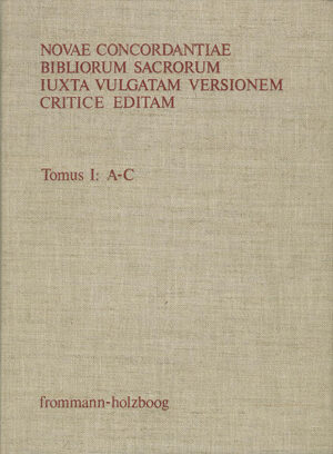 The previous concordances of the Latin Vulgate Bible have repeatedly only edited and revised those texts which already existed, and thus a large number of errors always remained. It was not until computer technology was applied, based on a new text, that a new and reliable concordance was possible. The editor has based his concordance on Robert Weber‹s new critical edition of the Vulgate and incorporates the text of the variants of the critical apparatus contained in this edition completely.