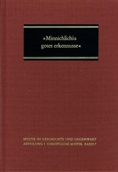 EINLEITUNG: D. Schmidtke-K. Ruh: Die Hoheliederklärungen Bernhards von Clairvaux und Wilhelms von St. Thierry-R. Wisniewski: Die unio mystica im ›St. Trudperter Hohen Lied‹-I. Berkenbusch: Mystik und Askese-›Sankt Trudperter Hohes Lied‹ und ›Speculum Virginium‹ im Vergleich-M. Schmidt: Versinnlichte Transzendenz bei Mechthild von Magdeburg-S. Ringler: Gnadenviten aus süddeutschen Frauenklöstern des 14. Jahrhunderts-Vitenschreibung als mystische Lehre.