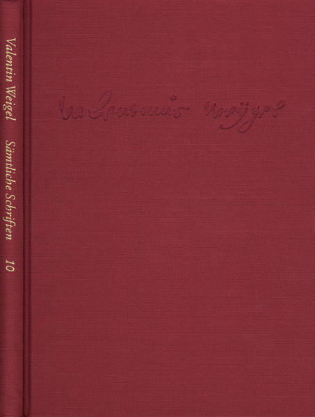 In ›Vom Ort der Welt‹, (The Place of the World), handed down in its published form only and written around 1576, Weigel deals with the problem of space which he interprets in one way in Paracelsian terms as the outer worldly space and in another way in terms of theology as the continuation of mystical reflections on the inner spiritual space. This work, contained in the first instalment of Valentine Weigel‹s ›Sämtlichen Schriften‹ (Collected Works), is available for the first time in a critical and annotated edition. The ›Scholasterium christianum‹, (written around 1571), was an early attempt to combine the reflections on the problem of space with a study of the concept of time. This has not previously been part of a modern edition.