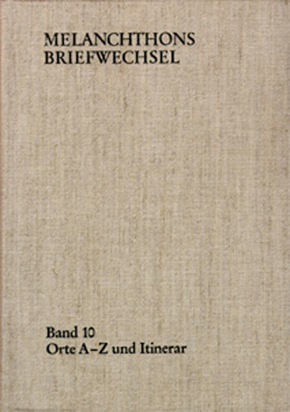 Der alphabetische Index der in ›Melanchthons Briefwechsel‹ erwähnten Orte identifiziert als integraler Bestandteil des Kommentars diese Orte nach ihrer damaligen und heutigen politischen Zugehörigkeit. Die chronologische Anordnung der Aufenthaltsorte Melanchthons ergibt sein Itinerar, das aus Quellen außerhalb des Briefwechsels und durch Kombination vervollständigt wurde.