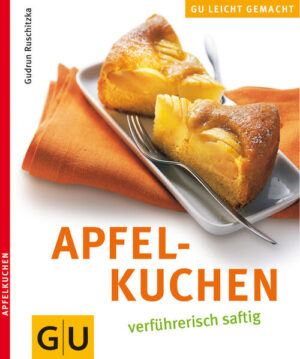 Der Duft von frischem Apfelkuchen ... und es werden Kindheitserinnerungen wach. Saftig, fruchtig, von sueß bis saeuerlich und noch lauwarm auf den Teller - Stueck für Stueck Sonntagslaune. Sowohl alte Klassiker wie „Gedeckter Apfelkuchen“, für den wir schon unsere Omi umarmten, und neue frische Kreationen wie „Biskuit-Apfel-Torte“, die unseren Freunden ein „schmeckt d e r lecker!“ entlocken, finden Sie in diesem Buechlein. Und was natuerlich nicht fehlen darf, ist eine traumhafte Vanillesauce, die sich mit Vorliebe an jeden Apfelkuchen schmiegt. Welche Aepfel sich zum Backen am besten eignen und wie Hefeteig wirklich „geht“, erfahren Sie ganz nebenbei. Haben Sie Aepfel zu Hause? Na, dann los!