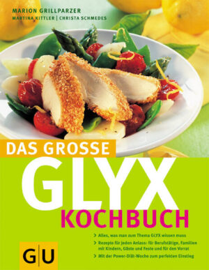 Darf ich keine Nudeln mehr essen? Nie wieder Schokolade? Und was bedeutet glykämischer Index eigentlich überhaupt? Antworten auf diese und noch viele weitere Fragen gibt das "Das große Glyx-Kochbuch". Nach den Bestsellertiteln "Glyx-Diät- Abnehmen mit dem Glücksgefühl" und "Glyx-Diät - Das Kochbuch" liefert Erfolgsautorin Marion Grillparzer das umfassende Glyx-Praxisbuch für jeden Tag. Über 250 neue Koch- und Backrezepte, ausführliche Infos zu Lebensmitteln, Garmethoden oder Vorratshaltung und alltagsorientierte Tipps machen das Buch zum Glyx-Standard-Grundkochbuch. Hier wird bewiesen: Leben nach dem Glyx-Prinzip ist die ideale Form moderner gesunder Ernährung mit langfristigem Nutzen und keine kurzfristige Trenddiät. Sie passt für jeden und für jede Lebenssituation, für Familien, Berufstätige, Vegetarierer aber auch für Leute, die Gäste verwöhnen wollen. Und für alle, die einen unkomplizierten Einstieg ins Thema suchen, bietet die Diät-Power-Woche die passende Vorlage.