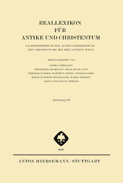 Lieferung 232 (Lieferung 7 für Band 29) Schmerz Forts.-Schriftstellerkatalog Herausgegeben von Christian Hornung, Heinzgerd Brakmann, Sible de Blaauw, Therese Fuhrer, Hartmut Leppin, Winrich Löhr, Heinz-Günther Nesselrath, Maren Niehoff, Georg Schöllgen, Ilinca Tanaseanu-Döbler Das auf etwa 35 Bände angelegte Reallexikon für Antike und Christentum ist das zentrale und umfassende Nachschlagwerk zur Erforschung der Spätantike, also der Epoche, die etwa die ersten fünf christlichen Jahrhunderte umfasst. In dieser Zeit nahm das Christentum Gestalt an, und zwar im Rahmen der antiken Kultur mit ihren mannigfachen heidnischen und jüdischen Traditionen. Die allmähliche Einordnung der christlichen Kirche in Staat und Gesellschaft der griechisch-römischen Welt und ihrer Nachbargebiete war der bedeutsamste Vorgang in der Spätantike und legte das Fundament der mittelalterlichen und neuzeitlichen Kultur. Deshalb werden im RAC nicht nur bestimmte Erscheinungen des religiösen Lebens, theologisch bedeutsame Begriffe und Vorstellungen in aller nötigen Tiefe dargestellt. Vielmehr finden Staat und Gesellschaft, Recht und Wirtschaft, Literatur, Kunst und Wissenschaften, Alltagsleben und materielle Kultur unter dem Gesichtspunkt der Auseinandersetzung des Christentums mit der antiken Welt insgesamt Berücksichtigung.