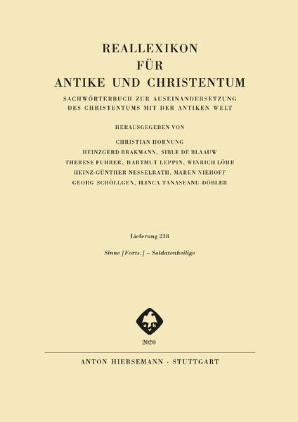 Herausgegeben von Christian Hornung, Heinzgerd Brakmann, Sible de Blaauw, Therese Fuhrer, Hartmut Leppin, Winrich Löhr, Heinz-Günther Nesselrath, Maren Niehoff, Georg Schöllgen, Ilinca Tanaseanu-Döbler Das auf etwa 35 Bände angelegte Reallexikon für Antike und Christentum ist das zentrale und umfassende Nachschlagwerk zur Erforschung der Spätantike, also der Epoche, die etwa die ersten fünf christlichen Jahrhunderte umfasst. In dieser Zeit nahm das Christentum Gestalt an, und zwar im Rahmen der antiken Kultur mit ihren mannigfachen heidnischen und jüdischen Traditionen. Die allmähliche Einordnung der christlichen Kirche in Staat und Gesellschaft der griechisch-römischen Welt und ihrer Nachbargebiete war der bedeutsamste Vorgang in der Spätantike und legte das Fundament der mittelalterlichen und neuzeitlichen Kultur. Deshalb werden im RAC nicht nur bestimmte Erscheinungen des religiösen Lebens, theologisch bedeutsame Begriffe und Vorstellungen in aller nötigen Tiefe dargestellt. Vielmehr finden Staat und Gesellschaft, Recht und Wirtschaft, Literatur, Kunst und Wissenschaften, Alltagsleben und materielle Kultur unter dem Gesichtspunkt der Auseinandersetzung des Christentums mit der antiken Welt insgesamt Berücksichtigung.