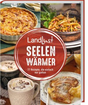 Seelenwärmer - 77 Rezepte, die einfach nur guttun An ungemütlichen Tagen wird es uns mit duftenden Apfelkrapfen, würzigem Rotkohlgulasch oder knusprigen Flammkuchen mit Grünkohl und Bergkäse warm ums Herz. Solche besonderen Rezepte finden Sie im neuen Kochbuch von Landlust. Ob Gratin, Auflauf, Quiche, Pizza, Brot oder Brötchen, ob Suppe oder Eintopf, ob Kuchen, Süßes oder ein schönes Heißgetränk - 77 Rezepte, die einfach nur guttun. Im idealen Format für die eigene Küche oder zum Verschenken. Die besonderen Rezepte von Landlust erinnern uns an die Küche unserer Kindheit, an geselliges Beisammensein mit der Familie und Freunden, an raffinierte Festtags- und unkomplizierte Alltagsküche. Wenn der Duft von frisch gebackenem Haferflockenbrot durchs Haus zieht, der Schweinebraten mit Serviettenknödeln oder das deftige Gulasch auf dem Herd köchelt und die Lasagne im Ofen goldgelbe Farbe annimmt, freuen wir uns auf den Genuss. Birnentarte, Buchteln und Pfefferkuchen bescheren uns zum Nachtisch süße Gaumenfreuden. Und an kalten Tagen wärmen uns Glühwein und heiße Schokolade und sorgen für Wohlbefinden. Das Landlust-Magazin gehört zu den auflagenstärksten Zeitschriften des Landes und gilt als erfolgreichster Publikumstitel der vergangenen Jahrzehnte. Fachkundige Beiträge aus den Bereichen Garten, Küche, Wohnen, Landleben und Natur gehen den Fragen aus der unmittelbaren Lebenswelt auf den Grund. Der starke Auftritt mit einer großzügigen, klaren Bildsprache und der praktische Nutzwert machen das Heft und auch die dazugehörigen Bücher unverwechselbar. Landlust steht für Qualitätsjournalismus und hat sich auch in Fachkreisen einen Namen gemacht. Immer im Blick: die Nähe zu den Lesern, die Landlust als inspirierend, informativ und wohltuend anders empfinden.