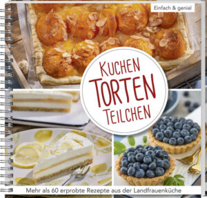 Von Aprikosenkuchen bis Walnussecken: Ein Backbuch voller Leckereien Zum Geburtstag, zum Kaffeekränzchen oder einfach zwischendurch - süße Teilchen, Kuchen und Torten sind einfach immer eine gute Idee! In dieser Rezeptsammlung finden Sie köstliche Backrezepte für süße Teilchen, Klassiker wie Nuss-Kuchen oder Fruchtiges: Wie wäre es zum Beispiel mit einer Melonentorte? Die insgesamt 60 Kuchen- und Tortenrezepte sind vielfach erprobt und enthalten Tipps aus der Landfrauenküche: So gelingen sie besonders gut! Begeistern Sie Freund:innen und Familie mit süßen Leckereien aus der heimischen Backstube! Dominosteine, Brombeertorte, Smartieskuchen: Hier findet jede Naschkatze ihr Lieblingsrezept! Einfache Backrezepte, die sicher gelingen und begeistern Kuchen am Stiel oder vom Blech? Hier finden Sie die passende Backidee Übersichtliche Gestaltung und inspirierende Bilder machen dieses Backbuch zum Hingucker Köstliche Teilchen-, Kuchen- und Tortenrezepte für jede Gelegenheit Lieber Schoko- oder Obstkuchen? Hier finden Sie das richtige Backrezept für jeden Geschmack! Knusprige Törtchen mit himmlischer Vanillecreme, Käsekuchen mit Sauerkirschen oder eine Schoko-Nuss-Torte: Für jeden Anlass gibt es das passende Gebäck! Die Backrezepte aus der Landfrauenküche zeichnen sich durch die gewohnt klare Anleitung und einfache Umsetzung aus. So steht einer selbstgebackenen Köstlichkeit bei der nächsten Familienfeier nichts mehr im Wege. Lassen Sie sich von den Abbildungen inspirieren und backen Sie gleich los! Zu vielen der 60 Backrezepte gibt es zusätzlich Tipps für Variationen, damit die Versuchung ganz nach ihrem Geschmack ausfällt.