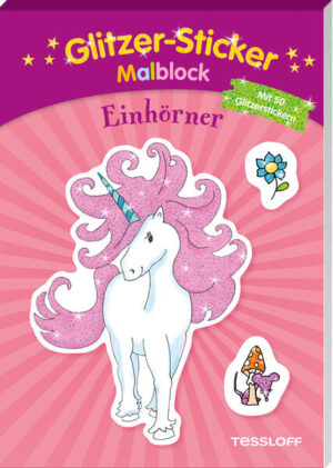 Glitzernder Ausmalund Stickerspaß mit einem zauberhaften Malblock!Die magischen Motive aus der Welt der Einhörner werden kleinen Glitzerfans ab 5 Jahren ein Leuchten ins Gesicht zaubern. Einhörner beim Ritt auf dem Regenbogen, beim Sonnenbad auf der Blumenwiese oder beim ausgelassenen Spiel im Zauberwald – die geheimnisvollen Zauberwesen wollen in schönen Farben ausgemalt werden. Die glitzernden Sticker ergänzen die fertigen Bilder oder finden im Kinderzimmer, auf Heften oder Brotdosen einen geeigneten Platz.