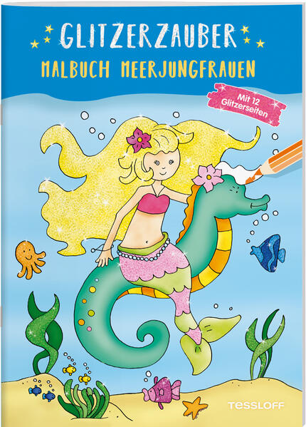 Dieses Malbuch entführt Kinder ab 5 Jahren in die magische Welt kleiner Meerjungfrauen. Die liebevoll gestalteten Szenen mit vielen glitzernden Details auf jeder zweiten Seite zeigen die kleinen Nixen beim ausgelassenen Spiel mit Seepferdchen und Fischen, auf der Muschelschaukel oder bei der Pflege der Pflanzen im Meeresgarten. Grün, blau oder türkis? In welchen Farben die funkelnden Unterwasserwelten erstrahlen sollen, entscheiden die kleinen Künstlerinnen und Künstler.