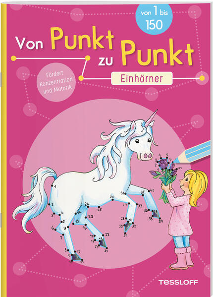 In diesem wunderschönen Punkt- zu- Punkt- Rätselheft hilft die kleine Lilli einem (K)Einhorn bei der Suche nach der Zauberrose. Nur diese kann das verloren gegangene Horn des traurigen Zauberwesens wieder nachwachsen lassen. Große, teils farbige Zeichnungen binden die Kinder in die Geschichte ein, indem diese das Durcheinander aus Punkten, Zahlen und Buchstaben mit einem Stift entwirren dürfen. Einhorn, Regenbogen oder Zauberrose - rund 30 zauberhafte Motive verstecken sich in den abwechslungsreichen Punkt- zu- Punkt- Rätseln von 1 bis zu 150. Ob es Lilli gelingt, die Zauberblume im Land der Einhörner zu finden und auf welche tierischen Gefährten sie während ihrer Abenteuerreise trifft, erfahren Kinder einer wunderbaren Geschichte zum Vorund Selberlesen. Mit Lösungsteil am Ende!