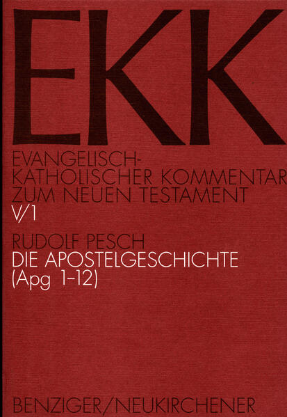 Die Apostelgeschichte hat in der Gegenwart, da nicht nur die Rückfrage nach der tatsächlichen Anfangsgeschichte der Kirche, sondern auch die Frage nach deren Maßgeblichkeit für das gegenwärtige Leben ihrer Gemeinden neu belebt wurde, als das wichtigste geschichtstheologische Dokument des Kanons ihre Wirkung wieder geltend gemacht. Der Auslegung der Apostelgeschichte hat sich die neutestamentliche Forschung seit einiger Zeit mit verstärktem Engagement zugewandt. In dieser Situation setzt der Kommentar von Rudolf Pesch deutliche Akzente: Der überlieferungskritischen Sichtung der vom Acta-Verfasser gesammelten und bearbeiteten Tradition wird ebenso starke Aufmerksamkeit geschenkt wie der redaktionskritischen Erfassung der Theologie des zweiten Bandes des lukanischen Doppelwerks. Die Auslegung der Texte wird nach Möglichkeit bis zur Frage nach der Gegenwartsbedeutung des kanonischen Zeugnisses vorangetrieben