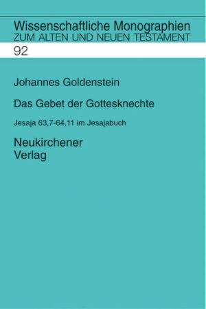 In eindrücklichen Bildern und mit großer sprachlicher Originalität bittet Jes 63,7-64,11 Jahwe um seine Zuwendung und Hilfe für Zion/Jerusalem und sein Volk. Die Studie interpretiert dieses »-Gebet gegen die Verborgenheit Gottes« im literarischen Zusammenhang des Jesajabuches als ein Zeugnis prophetischer Schriftauslegung. Sie bestimmt den Standort des Textes in der alttestamentlichen Theologiegeschichte und beleuchtet den Abschluss der Redaktionsgeschichte des Jesajabuches.