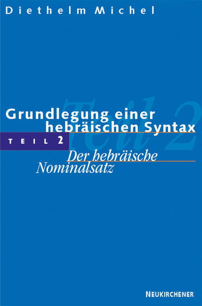 Die Grundlegung einer hebräischen Syntax Teil 2 von Diethelm Michel (Teil 1: Sprachwissenschaftliche Methodik. Genus und Numerus des Nomens) bietet einen lange erwarteten Entwurf zur Grammatik des hebräischen Nominalsatzes. Michel unterscheidet drei verschiedene Arten von Nominalsätzen und beschreibt die Regeln, nach denen sie gebildet werden. Er bietet damit eine wichtige Verstehens- und Interpretationsvoraussetzung hebräischer Nominalsätze.