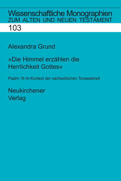 Die vorliegende Studie gibt neue Antworten auf die Fragen, die der theologisch so dichte 19. Psalm der Auslegung seit je her aufgibt: auf die Frage nach seiner Einheitlichkeit und Datierung, nach seiner etwaigen ›natürlichen Theologie‹, nach Herkunft und Bedeutung der altorientalischen Motive und nach dem Profil seiner Tora-Theologie im Kontext anderer toraweisheitlicher Konzepte des nachexilischen Israel. Dabei werden zugleich auch neue Wege der Psalmenforschung (Beachtung der Stellung in der Psalterkomposition, rezeptionsorientierte Auslegung) beschritten.