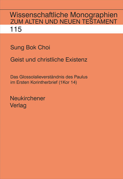 Die Frage, welches Phänomen in Korinth sich hinter der sog. Zungenrede verbirgt, ist weitgehend ungeklärt. Viele Arbeiten zum Thema zielen häufig darauf, eine im Grunde durchaus positive Einstellung des Paulus zur Glossolalie aufzuzeigen. Demgegenüber geht die vorliegende Studie von der Frage aus, ob für Paulus und die Korinther dasselbe Glossolalieverständnis vorauszusetzen ist und zeigt plausibel, dass Paulus mit seinen Aussagen zu diesem spezifisch korinthischen Phänomen eine grundsätzliche Zurückweisung ansteuert, und zwar vor allem um seines Kirchenverständnisses und seiner Pneumatologie willen.