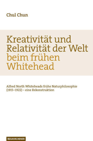 Alfred North Whitehead, Mathematiker und ein Kenner der modernen Naturwissenschaften, zugleich Kulturtheoretiker und Philosoph, hat eine sehr komplexe Theorie entwickelt, die unter dem Titel "Prozessphilosophie" mehrere philosophische und theologische Richtungen im 20. Jahrhundert stark geprägt hat. Leider ist Whiteheads Hauptwerk "Process and Reality" auf weite Strecken von einer nur teilweise durchsichtigen Theoriesprache geprägt. Die Schwierigkeiten, die sich für eine Interpretation ergeben, versucht der koreanische Theologe Chul Chun anhand einer sorgfältigen historisch-genetischen Untersuchung zu bewältigen, die die gedankliche Entwicklung jenes interdisziplinären Denk-Genies erhellen. Chuns Arbeit verfolgt in acht Schritten die Denkentwicklung in Whiteheads Schriften in den Jahren 1915-1922 und damit den Übergang vom Mathematiker Whitehead in Cambridge zum Kulturtheoretiker und Philosophen Whitehead in Harvard. Dabei ist es ein besonderes Anliegen von Chuns Arbeit, den systematisch zentralen und theologisch relevanten Begriff der "relativity" bei Whitehead zu erschließen.