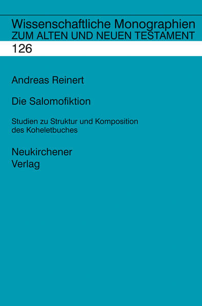 Seit langem suchen Forscherinnen und Forscher nach einer nachvollziehbaren Struktur im Buch Kohelet. Lange Zeit wurden ein sinnvoller Aufbau und eine organische Gliederung des Buches ganz bestritten. Nachdem in den letzten Jahrzehnten einige thematisch oder an der antiken Rhetorik orientierte Versuche vorgelegt worden sind, macht es sich dieses Buch zur Aufgabe, mit Hilfe einer Analyse von Leitworten im Koheletbuch eine an der hebräischen Sprache ausgerichtete Struktur zu erarbeiten. Exemplarisch wird dies an der sogenannten Salomofiktion (Koh 1,1-4,16) gezeigt.