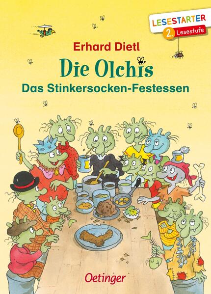 Kochwettbewerb bei den Olchis: Wer erbt die Stinkersocke? Von überall her folgen die Olchis der Einladung ihrer Urgroßtante Odele. Sogar Mister Paddock aus London und der faule König reisen nach Krempeldorf. Die alte Kratzbürste ist mit 1.700 Jahren die Älteste der Sippe und hat eine äußerst wertvolle (und extrem wohlriechende) Stinkersocke aus ihrer Kindheit zu vererben. Sie verkündet einen Wettbewerb: Wer ihr das Beste kocht, soll die Stinkersocke bekommen. Alle Olchis machen sich sofort ans Werk. Und die Stinkersocke? Die hat Drache Feuerstuhl gefunden: Sie duftete so köstlich! Versammelt alle beliebten Olchis in einer Geschichte, inkl. des ersten Auftritts von Urgroßtante Odele. Lustiges Erstlesebuch für Leseanfänger ab 7 Jahren. Perfekte Vorbereitung auf die Olchi- Kinderbuch- Serie ab 8 Jahren. Motiviert auch leseschwache Kinder zum Lesen. Mit 16 Seiten Leserätseln und Lesespielen. Das zeichnet die Lesestarter der 2. Lesestufe aus: Große Schrift. Kurze Textabschnitte. Bilder unterstützen Textverständnis. Gelistet bei Antolin.