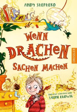 Drachen- Alarm! Humorvoll übersetzt von Emma & Sabine Ludwig. Aus der seltsamen Frucht, die Tomas aus dem Garten seines Opas mir nach Hause nimmt, wächst nicht etwa eine Gurke oder eine Tomate, sondern über Nacht schlüpft ein waschechter Drache! Flicker ist zum Glück total harmlos. Doch wenn man plötzlich ein Haustier hat, dessen fürchterlich stinkende Häufchen beim Trocknen explodieren, ist es gar nicht so leicht, es vor seinen Eltern zu verstecken. Tomas hat auf jeden Fall mit einem Drachen schon alle Hände voll zu tun … und am Drachenbaum wachsen immer mehr Früchte! Mit einem Drachen als bester Freund ist „Wenn Drachen Sachen machen“ Stoff für Kinderträume! Eine lustige, freche und abenteuerliche Geschichte, die mit vielen Bildern den idealen Einstieg zum Selbstlesen für Jungen und Mädchen bietet.