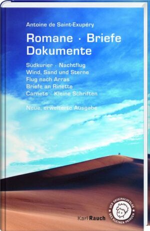 Eine umfangreiche Sammlung bekannter Werke von Antoine de Saint-Exupéry. Dieser Band beinhaltet u.a: Südkurier - Wind, Sand und Sterne -Flug nach Arras -Carnets - Kleine Schriften - Briefe an Rinette, Briefe an Lucie Marie - Decour, sowie Nachtflug in neuer Übersetzung.