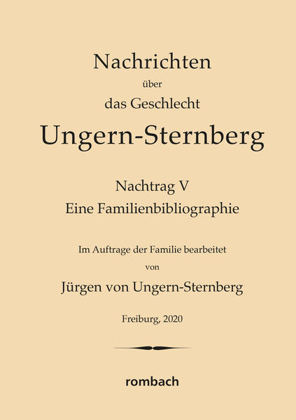 Nachrichten über das Geschlecht Ungern-Sternberg. Nachtrag V | Bundesamt für magische Wesen