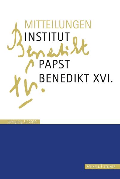 Das Institut-Papst-Benedikt XVI. wurde im April 2008 gegründet, um die Herausgabe der Gesammelten Schriften des Theologen Joseph Ratzinger durch Bischof Gerhard Ludwig Kardinal Müller, Regensburg, wissenschaftlich zu begleiten. In den jährlich erscheinenden »Mitteilungen« veröffentlicht das Institut nicht nur neue Quellen im Zusammenhang mit dem Leben und Wirken Joseph Ratzingers / Papst Benedikt XVI., sondern bietet auch ein Forum für die Rezeption und Diskussion des Werkes des großen deutschen Theologen auf dem Stuhl Petri.