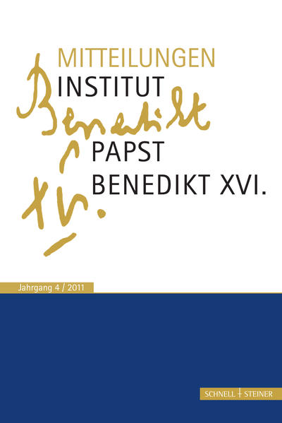 Das Institut-Papst-Benedikt XVI. wurde im April 2008 gegründet, um die Herausgabe der Gesammelten Schriften des Theologen Joseph Ratzinger durch Bischof Gerhard Ludwig Kardinal Müller, Regensburg, wissenschaftlich zu begleiten. In den jährlich erscheinenden »Mitteilungen« veröffentlicht das Institut nicht nur neue Quellen im Zusammenhang mit dem Leben und Wirken Joseph Ratzingers / Papst Benedikt XVI., sondern bietet auch ein Forum für die Rezeption und Diskussion des Werkes des großen deutschen Theologen auf dem Stuhl Petri.