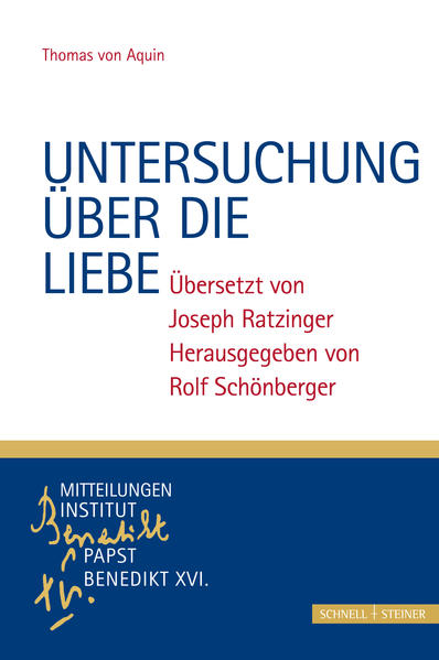 Im Jahre 1947 hat Joseph Ratzinger, der erst vor zwei Semestern mit dem Studium der Philosophie und Theologie in Freising begonnen hatte, den Auftrag bekommen, aus den Untersuchungen über die Tugenden (Quaestiones disputatae de virtutibus) des Thomas von Aquin die quaestio 2: De caritate, Über die heilige Liebe, ins Deutsche zu übersetzen. Der vorliegende Text war bis dahin nie ins Deutsche übersetzt worden. So entstand am Schreibtisch des jungen Philosophiestudenten eine vollständige, etwa 100 Seiten umfassende Übersetzung, deren Publikation aber bisher unterblieb. Dieses Erstlingswerk des späteren Papstes wird hier erstmals, nach 70 Jahren, dem Leser vorgelegt. Prof. Rolf Schönberger hat die Übersetzung in enger Absprache mit dem Autor durchgesehen, mit Anmerkungen und mit einem umfangreichen Nachwort versehen.