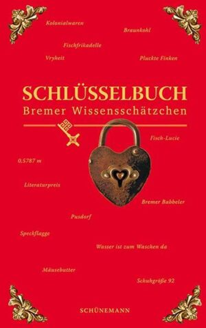 Dieses kleine Schatzkästchen ist gefüllt mit einem Sammelsurium von lustigem, gewagtem, interessantem und skurrilem Wissen rund um unsere geliebte Hansestadt und damit für jeden Bremer Besserwisser ein gefundenes … Wissen! Welche Schuhgröße hat eigentlich der Roland? Was macht Goethes Faust in Bremerhaven? An welchen Kreuzungen gibt es die meisten Unfälle? Und wie viel Platz hat der Bremer nach seinem Ableben? Fragen, die nach einer Antwort verlangen. Im Schlüsselbuch sind sie zu finden.