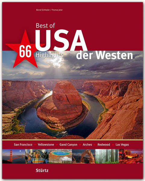 Der amerikanische Westen war für viele Tausend Einwanderer im 19. Jahrhundert das Ziel ihrer Träume. Im Oregon-Territorium, das die heutigen Staaten Oregon, Washington, Idaho und Teile von Montana umfasste, fanden sie eine neue Heimat und gründeten Städte wie Portland und Seattle. Der pazifische Nordwesten begeistert mit urwüchsiger Natur: Die Cascades, ein Gebirge mit mächtigen Vulkanen wie dem Mount Rainier und dem Mount St. Helens, die Regenwälder der Olympic Peninsula, die schroffe Felsenküste von Oregon, einsame Wälder, spiegelklare Flüsse und Seen machen das Gebiet zu einem Paradies, das im 21. Jahrhundert selbst bei vielen Amerikanern noch als Geheimtipp gilt. Der Südwesten ist geprägt von den „desert states“ Arizona, New Mexico, Nevada und Utah, die „empty landscapes“ ziehen Reisende und Künstler gleichermaßen an. Leuchtend rote Felsnadeln und mächtige Tafelberge, grandiose Schluchten, grüne Fichtenwälder und strahlend blauer Himmel bilden geradezu mythische Ansichten. Kalifornien, der Sunshine State, bietet faszinierende Großstadtimpressionen in den Metropolen San Francisco und Los Angeles. Aus dem Pazifik im Westen steigen dramatisch die Coast Mountains auf, dahinter werden breite Täler mit fruchtbaren Böden abgelöst von heiß-kargen Wüstenbecken wie dem Death Valley. „Best of USA – Der Westen“ stellt die 66 lohnenswertesten Reiseziele aus diesem Teil Amerikas vor. Neben Hollywood, dem Yellowstone National Park und dem Grand Canyon findet sich auch Sehenswertes abseits der typischen Ziele in diesem Band. BEST OF … ist eine Bildbandreihe professionell fotografiert von renommierten Reisefotografen -Bis zu 200 Bilder auf 140 Seiten Sehr gutes Preis-Leistungs-Verhältnis Die 66 wichtigsten Sehenswürdigkeiten einer Destination vorgestellt in Wort und Bild Kenntnisreiche Texte Ausführliche Bildunterschriften Farbiger Lageplan zu jedem Highlight Detailliertes Register und Übersichtskarte GPS-Daten zum leichteren Auffinden der Highlights Info-Kästen mit Öffnungszeiten, Eintrittspreisen oder Internetadressen.