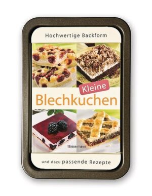 Blechkuchen wie zu Großmutters Zeiten ... aber in kleinerem Format für ein gemütliches Kaffeestündchen zu zweit, etwas Gutes für Zwischendurch oder als liebevolles Mitbringsel für alle Gelegenheiten. Die Backform aus besonders hochwertigem Material ist antihaftbeschichtet, spülmaschinengeeignet und sehr stabil. Durch den hohen Rand bleibt der Backofen auch bei den ganz üppig belegten Blechkuchen tadellos sauber. Das liebevoll gestaltete Buch bietet 37 klassische Blechkuchenrezepte für die kleine Backform: traditionelle Rezepte wie Butterkuchen, Eierschecke und Bienenstich werden ergänzt durch die Vielfalt der fruchtigen Leckereien wie Pflaumenkuchen mit Schmand und Apfel-Streusel-Kuchen. Mit Käsekuchen, Donauwelle und Haselnussschnitten geht es dann weiter im Kapitel mit den aromatisch-saftigen Kuchen. Einfach ausprobieren - die guten Ergebnisse werden überzeugen.