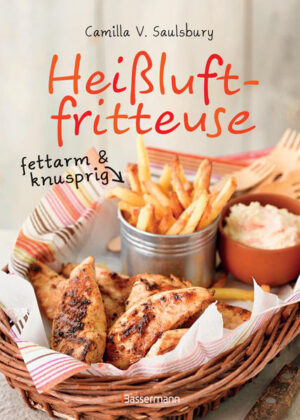 Fettarm garen in heißer Luft Die Heißluftfritteuse revolutioniert unser Kochen! Knusprige Pommes und goldbraun panierte Schnitzel werden fast fettfrei und dadurch viel kalorienärmer und gesünder zubereitet. Außerdem kann dieses Gerät grillen, kochen, dünsten und backen - auf schonende, nahezu fettfreie und aroma-erhaltende Weise. Die Rezeptvielfalt in diesem Buch zeigt die ganze Bandbreite: Pikantes wie geröstetes Gemüse, knuspriger Speck, Fleischbällchen und Lammkottelets mit Melonen-Salsa sind ebenso dabei wie Crunchymüsli, Schokoladen-Lava-Kuchen und Teigtaschen mit Apfel-Karamell-Füllung. Fettarme Pommes - ein Traum wird wahr! Fettarm frittieren, garen, grillen, rösten und backen - das Rezeptbuch zur Heißluftfritteuse Aus Gemüse, Obst, Fisch und Fleisch werden in der Heißluftfritteuse fettarme Snacks, Hauptgerichte, Beilagen, Desserts und Kuchen gezaubert Mit wenig Aufwand lassen sich unzählige Gerichte perfekt zubereiten Das Rezeptbuch zum familienfreundlichsten Küchengerät der Zukunft Fettarm, knusprig, energiesparend, schnell & sicher Ausstattung: ca. 40 Farbfotos