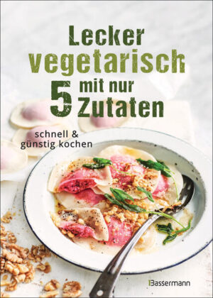 Kurze Zutatenliste = günstiger Einkauf. Mit nur 5 Hauptzutaten ein einfaches und leckeres vegetarisches Gericht zubereiten. Die kreativen und einfallsreichen Rezepte sind im Nu nachgekocht. Ob Vorspeisen oder Hauptspeisen, die gesunden Gerichte schmecken nicht nur VegetarierInnen. Kein Stress mehr beim Einkaufen, denn wir zeigen Ihnen wie Sie mit nur wenigen Zutaten schnell, einfach, gesund und natürlich auch lecker kochen können. Ob vitamingeladene Karottensuppe, selbstgemachte Ravioli oder cremige Pasta, für jeden Geschmack ist das passende dabei. Weniger is(s)t mehr! Ausgefallene Gerichte, die nicht nur Vegetariern schmecken werden. Ob vitamingeladene Karottensuppe, selbst gemachte Ravioli oder cremige Pasta. Alles mit nur 5 Zutaten! Ausstattung: ca. 35 farbige Bilder