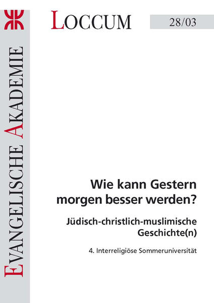 Lidwina Meyer Geschichte und Geschichten während der 4. Interreligiösen Sommeruniversität 2003. Einführung Hans Koschnik Auszüge aus einem Gespräch mit Fritz Erich Anhelm Christof Ziemer Welche Geschichten lassen uns nicht in Ruh'? Vorurteilsmuster zwischen den Religionen Michael Ingber Welche Geschichte(n) lassen uns nicht in Ruh'? Vorurteilsmuster zwischen den Religionen Martin Tamcke Welche Geschichte(n) lassen uns nicht in Ruh'? Vorurteilsmuster zwischen den Religionen Mustafa Yoldas Welche Geschichte(n) lassen uns nicht in Ruh'? Vorurteilsmuster zwischen den Religionen Thomas Lemmen Positive Wechselwirkungen zwischen den Religionen Halima Krausen Positive Wechselwirkungen zwischen den Religionen Michael Ingber Positive Wechselwirkungen zwischen den Religionen Daniel S. Katz Was sagen die Heiligen Schriften über andere (Religionen)? Klara Butting Versöhnung von Gewaltverhältnissen im Spiegel der Auslegungsgeschichte Rivka Hollaender Versöhnung von Gewaltverhältnissen im Spiegel der Josefsgeschichte Ruth Lapide Predigt, Loccum Sonntag, den 6. Juli 2003 Wolf D. Ahmed Aries Gewalt überwinden Mustafa Gencer Das Verhältnis zwischen Juden, Christen und Muslimen im Osmanischen Reich Friedhelm Hartwig Ägypten 1882 und der Irak-Konflikt 2003. Erfahrungen mit der Kolonialzeit und die aktuelle Debatte Anke von Kügelgen Andalusien als aktuelle Inspiration arabischen Denkens Uwe Becker Die Entwicklung des kulturellen Gedächtnisses: Das Amselfeld Sybille C. Fritsch-Oppermann Frauen von gestern als Vorbilder für morgen. Betrachtungen zum Workshop Heike Köhler Frauen von gestern als Vorbilder von morgen: Die Theologin Ilse Härter Petra Kunik Frauen von gestern als Vorbilder für morgen: Die erste Rabbinerin Regina Jonas Christoph Dahling-Sander Weggefährten im Volk Gottes-Herausgefordert durch christliche Migrantinnen und Migranten und ihre Kirchen Alla Feigina Migration und Gender: soziologische Überlegungen zur Gruppe der jüdischen Kontingentflüchtlinge aus der ehemaligen Sowjetunion Hartmut M. Griese Die Situation der MigrantInnen in Deutschland. Workshopbericht Andreas Ismail Mohr Heiliges Wort in schönstem Gewand. Die Kunst des Schreibens im Islam Ilona Klautke Flechtbänder-türkisch: geçmeler Michaela Victoria Hoepffner Gedichte Ingrid von Heiseler Ein Bericht für die Sommerakademie: Haiku-Werkstatt Christian Stehr Persönliche Impressionen der Sommeruniversität 2003 in Loccum Mustafa Gencer Bericht zur 4. Interreligiösen Sommeruniversität der Evangelischen Akademie Loccum, 2.-9. Juli 2003