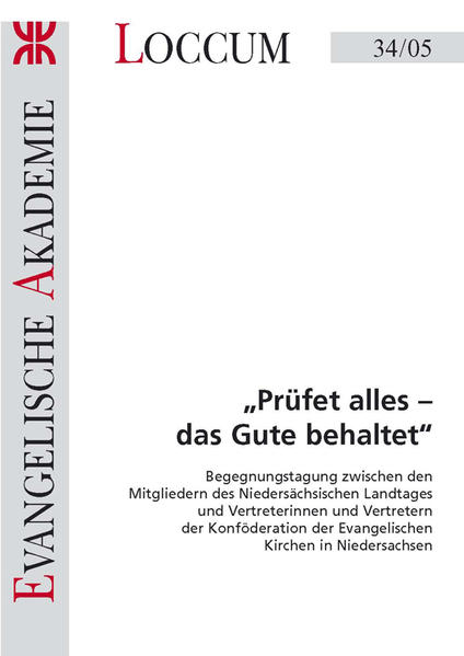 Fulbert Steffensky Die Bedeutung der Erinnerung für die Kultur von Religion und Gesellschaft Jörg Fingerle/ Harald Preissler Alles in Bewegung? Zukunftsfähiges Handeln von Unternehmen und Kirche Margot Käßmann Zukunftsfähiges Handeln-Bedeutungsinhalte und Vorgehensweisen Friedrich Weber Andacht zur Jahreslosung am 13. Januar 2005 in der Kapelle der Akademie Loccum