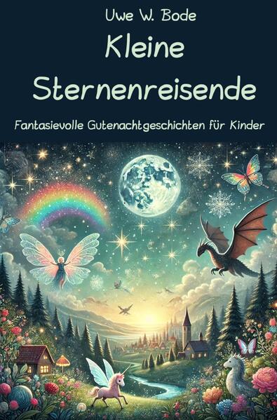 Mach dich bereit für magische Reisen, fantastische Abenteuer und zauberhafte Freundschaften! In „Kleine Sternenreisende“ laden 15 fantasievolle Gutenachtgeschichten junge Leser ein, in die Welt der Träume zu fliegen. Ob du mit mächtigen Drachen über Berggipfel reitest, tanzende Schmetterlinge auf einer Regenbogenwiese triffst oder auf dem Rücken eines Feenpferdes durch den Nachthimmel gleitest jede Geschichte entführt an Orte voller Wunder, Lichter und Geheimnisse. Du triffst sprechende Tiere, freundliche Zauberer und lustige Kobolde, die nur darauf warten, dich auf ein spannendes Abenteuer mitzunehmen. Diese Geschichten sind voller Magie und Wärme und lassen dich sanft ins Land der Träume gleiten. Perfekt zum Vorlesen oder Selberlesen, für kleine Abenteurer und große Träumer entdecke die Magie, die in den Sternen verborgen liegt. Gute Nacht und süße Träume!