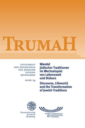 Durch die Aufnahme von Perspektiven aus den modernen sozialwissenschaftlichen und philosophischen Studien wird im vorliegendem Band ein Forschungsansatz entwickelt, um der Disziplin „Jüdische Studien“ eine neue methodologische Orientierung zu verleihen, die einen Beitrag zur Erschließung von Traditionsbildungsprozessen im Judentum leisten soll. Mit dem hier verfolgten Ansatz gilt es, die Traditionsbildungsprozesse als ein Wechselspiel zwischen der ‚Lebenswelt‘, in welcher sie verankert sind, und ‚Diskursen‘, die sich in und aus der Lebenswelt entwickeln, zu deuten. Aus drei Workshops und einer abschließenden internationalen Tagung zum Themenfeld gingen die vorliegenden Aufsätze hervor.