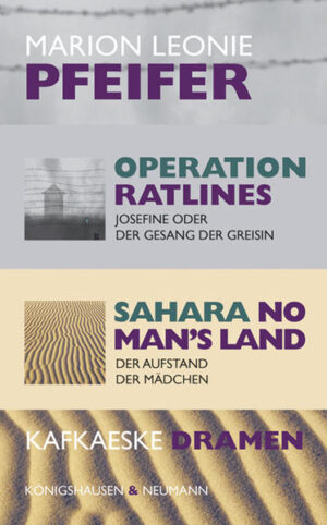 Mit Hilfe der Operation Ratlines wurden NS-Verbrecher, u.a. Adolf Eichmann und Josef Mengele, ins Ausland geschleust. Nazis entkamen durch die Zusammenarbeit amerikanischer, britischer und vatikanischer Geheimdienste. Einer der Schlüsselfiguren waren Papst Pius XII. und sein enger Mitarbeiter Giovanni Montini, der spätere Papst Paul VI. Zitiert werden Soldatenprotokolle aus dem Zweiten Weltkrieg. Die Straßensängerin Josefine, aus einer unbestimmten Zeit kommend, durchstreift kontaminierte Landschaften, die Zone der Kolonien. Der Gouverneur instrumentalisiert sie für ›die Sache‹. Sie avanciert von der Straßensängerin zur gefeierten Künstlerin. Opferzeuginnen schildern ihren Leidensweg durch die Sahara. Florence aus Benin City: »Wir gehörten keineswegs uns, wir waren Ware auf dem Weg zum Besteller.« Das Werk gibt einen eindringlichen Einblick in das Geschehen des Menschenhandels. Es geht um eine Form von Zwangsmigration durch atemberaubende Wüstenlandschaft und Oasenstädte unter permanenter Kontrolle von Männern. Abgründe menschlichen Daseins tun sich auf