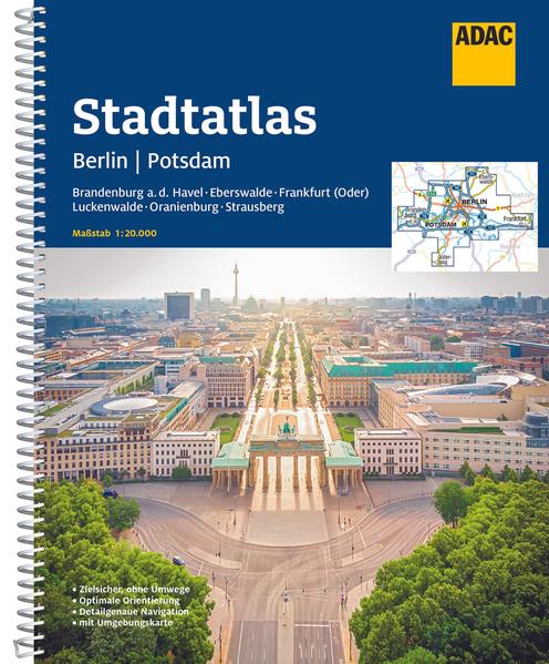 ADAC Stadtatlanten Schnelle und einfache Orientierung! Die ADAC Stadtatlanten mit der praktischen Spiralbindung sind die handliche Alternative zum Stadtplan. Übersichtlich gegliedert zeigen diese Stadtatlanten bis zu 578 Städte und Gemeinden eines dargestellten Großraums im Maßstab 1:20.000