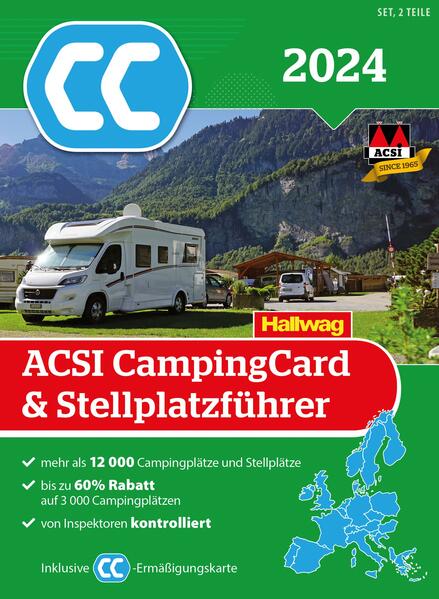 Der ACSI-CampingCard & Stellplatzführer 2024 mit 12'000 Campingplätzen und Stellplätzen ist das optimale Hilfsmittel für Reisemobilbesitzer die Ihre Ferien in Europa verbringen wollen. Inspizierte Stellplätze werden im Führer mit wissenswerten Infos wie GPS-Koordinaten, Atmosphärenbeschreibung, Anfahrtsbeschreibung, Hundeerlaubnis, etc. und Bildern pro Platz wiedergegeben. Mit der integrierten CampingCard profitieren Sie zudem von Rabatten in der Nebensaison.