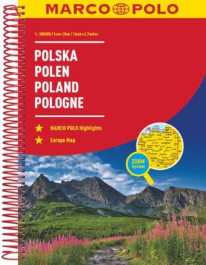 Der MARCO POLO Reiseatlas zeichnet sich durch moderne Kartographie aus und bildet Polen im optimalen Maßstab 1:300 000 ab. Mit Highlights aus Kultur und Natur und landschaftlich schönen Strecken wird dein Roadtrip damit zum echten Erlebnis. Länder- und Reiseinformationen bewahren dich vor dem Knöllchen, und das praktischen Zoom-System bietet von der Europakarte bis zum Stadtplan immer das richtige Kartendetail, sowohl für die Planung als auch während der Fahrt.