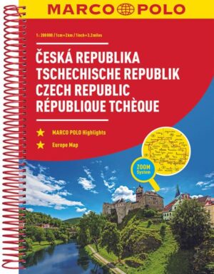 Der MARCO POLO Reiseatlas zeichnet sich durch moderne Kartographie aus und bildet die Tschechische Republik im optimalen Maßstab 1:200 000 ab, um selbst kleine Orte und kleine Straßen schnell zu finden. Mit Highlights aus Kultur und Natur und landschaftlich schönen Strecken wird dein Roadtrip damit zum echten Erlebnis. Länder- und Reiseinformationen bewahren dich vor dem Knöllchen, und das praktischen Zoom-System bietet von der Europakarte bis zum Stadtplan immer das richtige Kartendetail, sowohl für die Planung als auch während der Fahrt.