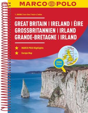 Der MARCO POLO Reiseatlas zeichnet sich durch moderne Kartographie aus und bildet Großbritannien und Irland im optimalen Maßstab 1:300 000 ab. Mit Highlights aus Kultur und Natur und landschaftlich schönen Strecken wird dein Roadtrip damit zum echten Erlebnis. Länder- und Reiseinformationen bewahren dich vor dem Knöllchen, und das praktischen Zoom-System bietet von der Europakarte bis zum Stadtplan immer das richtige Kartendetail, sowohl für die Planung als auch während der Fahrt.