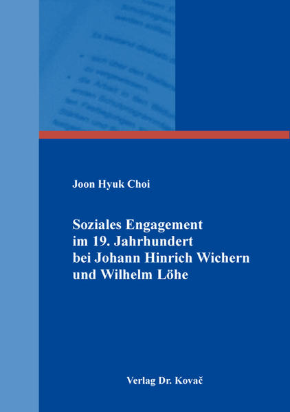 Diese Untersuchung versteht sich als Beitrag zur Erforschung des sozialen Engagements der evangelischen Kirche im 19. Jahrhundert. In unserer Massengesellschaft sind angesichts der zunehmenden Globalisierung das soziale Engagement und die Nächstliebe weitgehend verloren gegangen. Neben der dogmatischen Diskussion kommt deshalb der Frage nach dem sozialen Engagement und der gesellschaftliche Funktion der Religion heute eine besondere Bedeutung zu und ist eines der brennenden Themen der heutigen Theologie. Das gehört unverzichtbar zur Bezeugung des Glaubens und damit zur Ehre Gottes und zum Dienst am Nächsten. Die Tradition der modernen Diakonie und Organisationsstrukturen in Vereinen gehen weitgehend auf Wichern und Löhe zurück. Die Studie konzentriere sich dabei auf die zwei Vertreter der Diakonie und Inneren Mission, auf die die moderne Diakonie weitgehend zurückzuführen ist: Es bedarf keiner besonderen Erwähnung, dass die zwei Väter der deutschen Diakonie, Johann Hinrich Wichern und Wilhelm Löhe, aus der Geschichte des theologischen Denkens im 19. Jahrhundert nicht wegzudenken sind. Wichern und Löhe, die Schlüsselfiguren der Diakonie und Inneren Mission in der Neuzeit, nehmen einen unverwechselbaren und wohl auch einen unverzichtbaren historischen Platz auf vielen Feldern der kirchlichen Praxis ein. Wichern und Löhe sind zwar Zeitgenossen, aber grundverschieden in ihren diakonischen Ansätzen. Beide werden einander gegenübergestellt, besonders in Bezug auf konfessionelles, diakonisches und ökumenisches Denken. Beide wurden mit der gerade damals herrschenden Not der Bevölkerung konfrontiert und sie haben sich ihrer angenommen. Diese Leuchttürme engagierten Wirkens sozialen Handelns sind noch heute weithin sichtbar. Doch worin bestand Löhes und Wicherns soziales Engagement und welche Sozialinstitutionen erweckten sie zum Leben? Diese Fragen werden im Folgenden beantwortet und es folgt eine umfassende Darstellung von Wicherns und Löhes Handeln aus Liebe zum Nächsten.