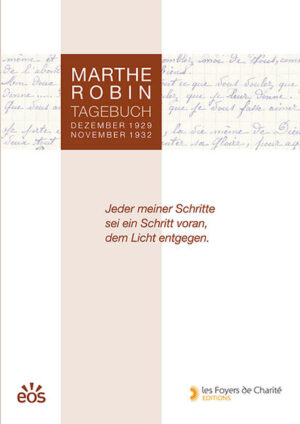 Marthe Robin ist eine der bedeutendsten geistlichen Gestalten des 20. Jahrhunderts in Frankreich. Durch die Veröffentlichung ihres „Tagebuchs“ in seiner Gesamtheit wird nun zum ersten Mal ihr innerer Werdegang enthüllt. Diese Texte, die zwischen 1929 und 1932 auf Bitten des Pfarrers von Châteauneuf-de-Galaure niedergeschrieben wurden, offenbaren die Tiefe des Glaubens einer jungen Frau, die nach dem Sinn ihres Lebens sucht, und zeigen die Intensität ihrer Gottesbeziehung. Marthe ist damals 30 Jahre alt. Mehr als zehn Jahre hat sie schon gegen die Krankheit gekämpft. Mitten im Leiden verklärt die Liebe, die ihr zuteilwird, ihr Leben. Das Vertrauen, die Freude und die Hoffnung, welche diese Zeilen durchziehen, eröffnen für alle einen Weg des Lichts angesichts der Prüfung …