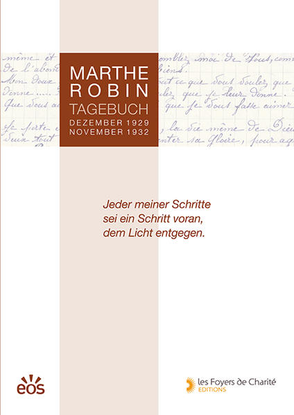 Marthe Robin ist eine der bedeutendsten geistlichen Gestalten des 20. Jahrhunderts in Frankreich. Durch die Veröffentlichung ihres „Tagebuchs“ in seiner Gesamtheit wird nun zum ersten Mal ihr innerer Werdegang enthüllt. Diese Texte, die zwischen 1929 und 1932 auf Bitten des Pfarrers von Châteauneuf-de-Galaure niedergeschrieben wurden, offenbaren die Tiefe des Glaubens einer jungen Frau, die nach dem Sinn ihres Lebens sucht, und zeigen die Intensität ihrer Gottesbeziehung. Marthe ist damals 30 Jahre alt. Mehr als zehn Jahre hat sie schon gegen die Krankheit gekämpft. Mitten im Leiden verklärt die Liebe, die ihr zuteilwird, ihr Leben. Das Vertrauen, die Freude und die Hoffnung, welche diese Zeilen durchziehen, eröffnen für alle einen Weg des Lichts angesichts der Prüfung …