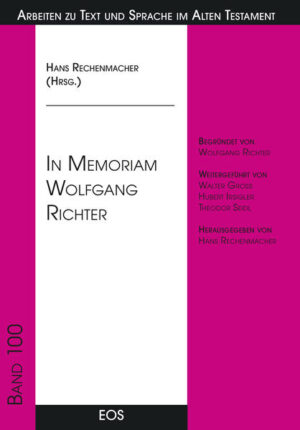 Der Münchner Hebraist Wolfgang Richter (1926-2015) hat in seinen Fächern Exegese des Alten Testaments und altorientalische Sprachen Bahnbrechendes geleistet und ganze Generationen von Schülern geprägt. Seine präzise Arbeitsweise, die konsequent literaturwissenschaftliche Analyse und sorgfältige syntaktische Beschreibung verbindet, hat dauerhafte Maßstäbe gesetzt. In diesem Gedenkgang würdigen Schüler und Mitarbeiter die Lebensleistung ihres Mentors.